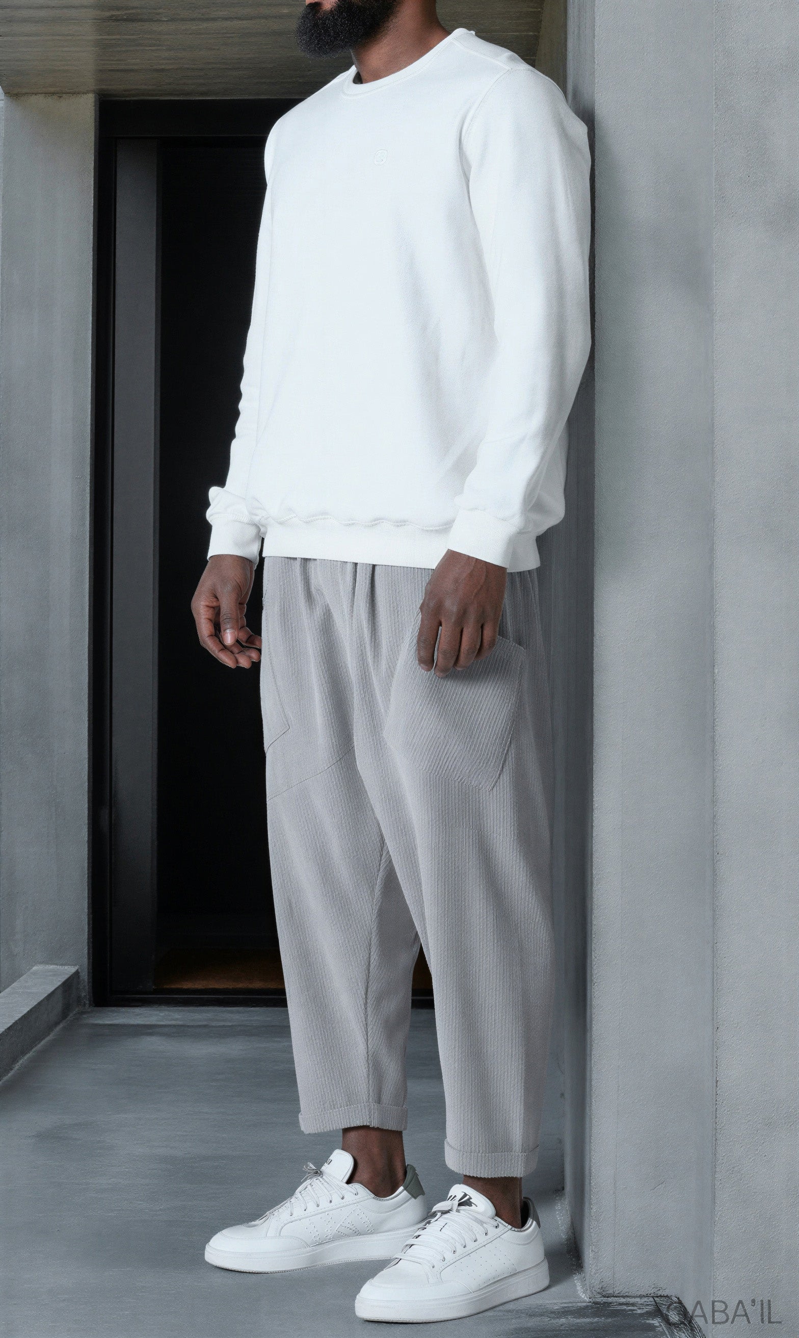 QL Sarouel Design Kadife in Light Grey