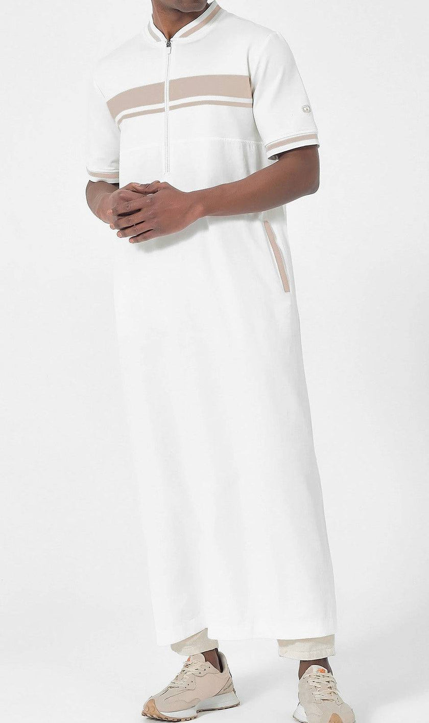 QABA’IL Men's Long Thobe Kamees in Cream
