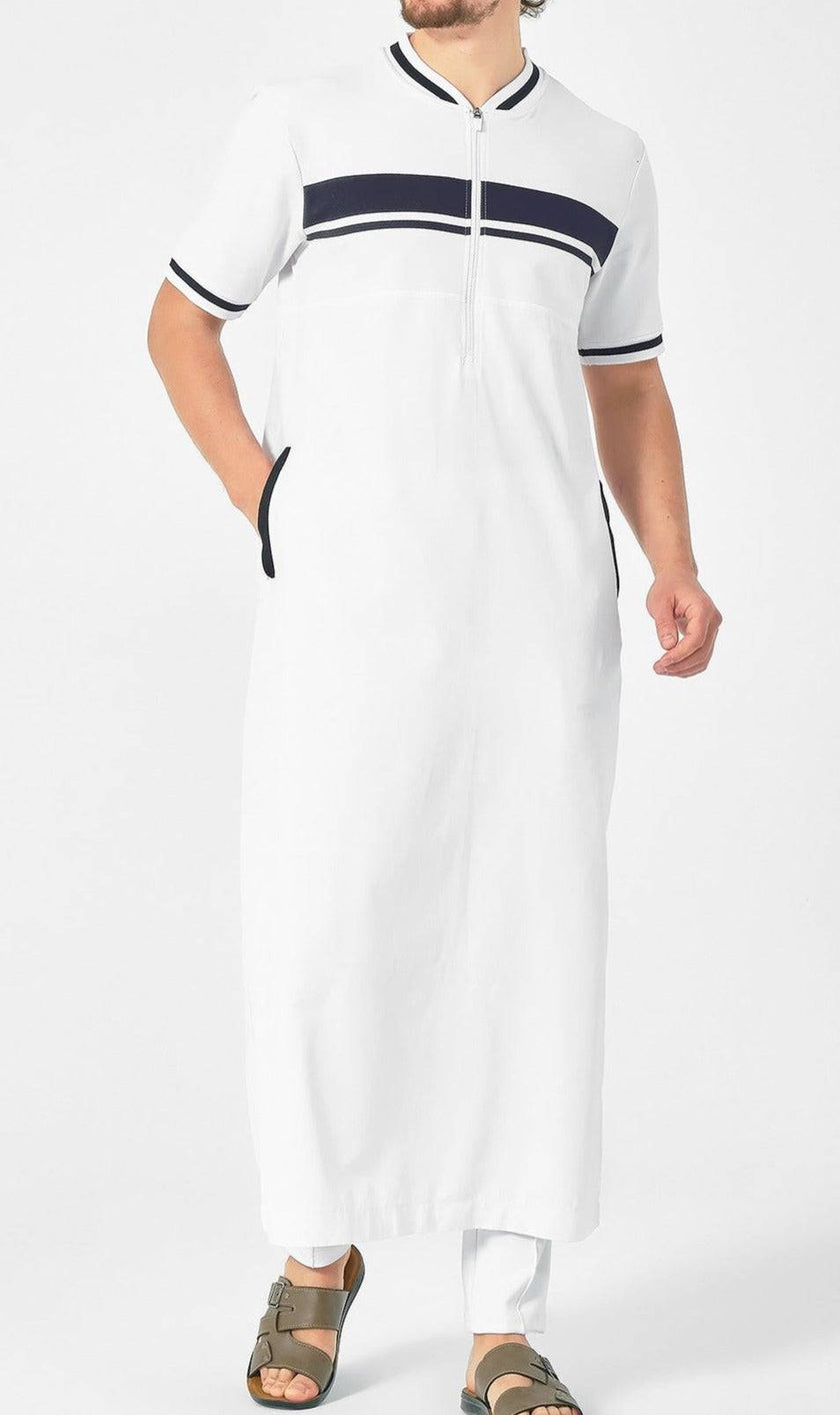 QABA’IL Men's Long Thobe Kamees in White