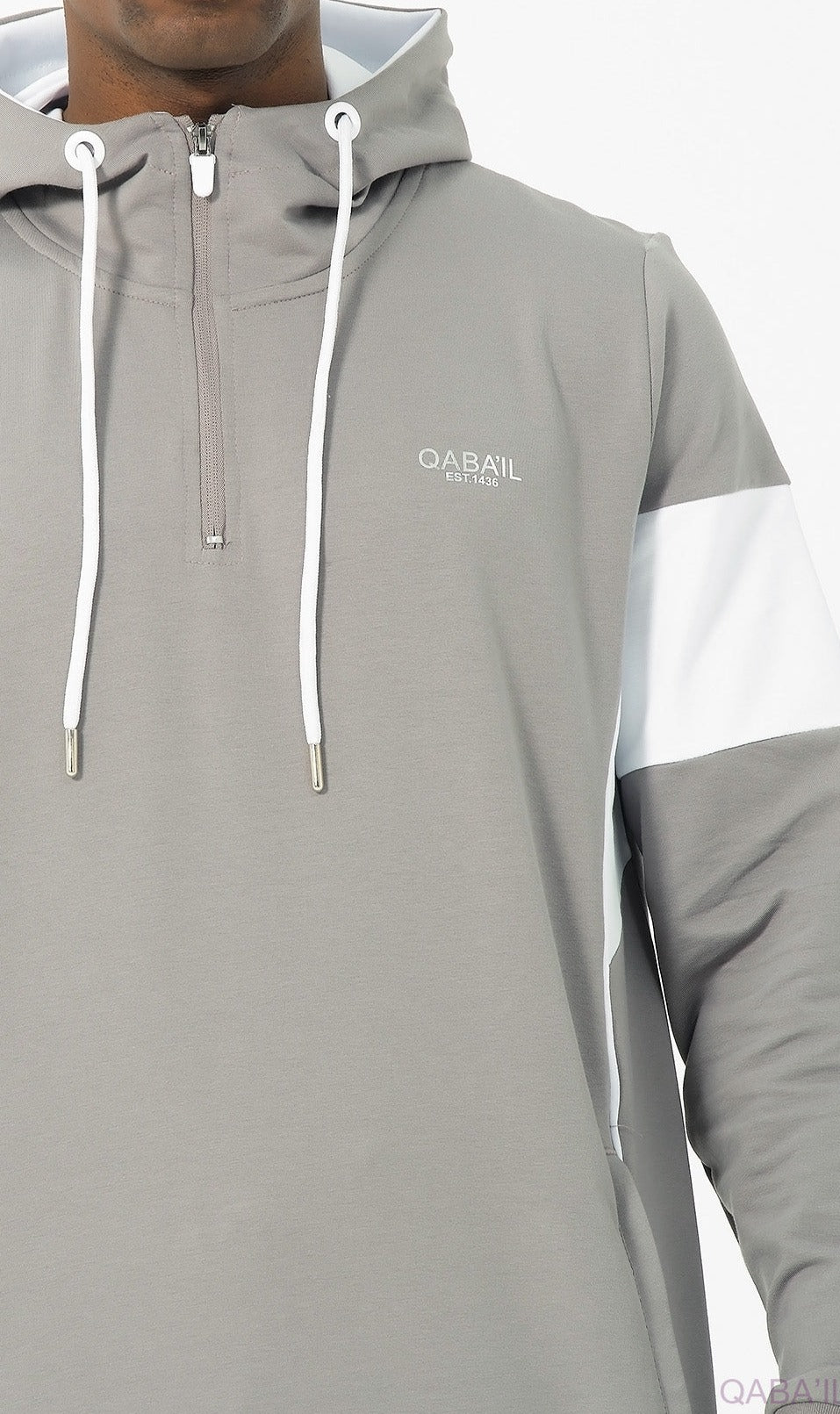 Muslim Men's Two-tone Long Thobe Kamees Unik R24 QL Grey