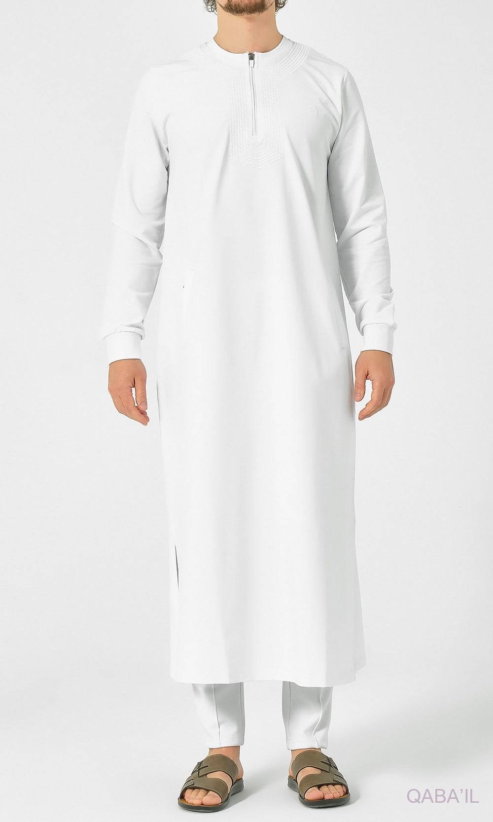 Islamic Men's Long Thobe Amwaj R24 QL in White