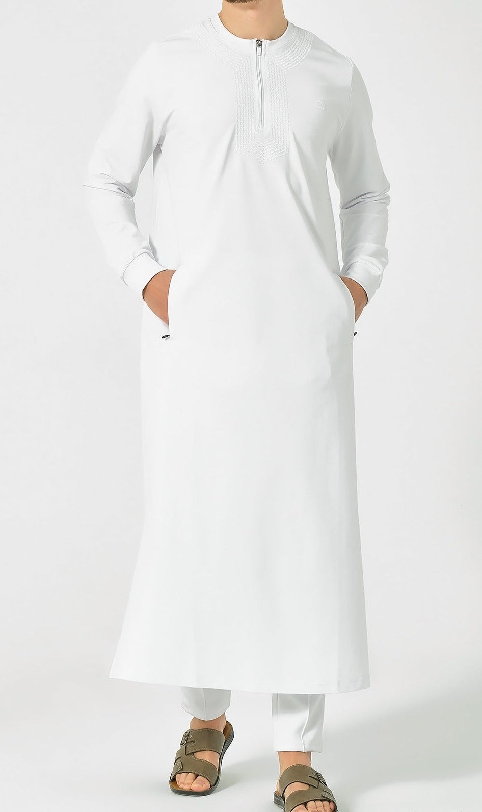 Islamic Men's Long Thobe Amwaj R24 QL in White
