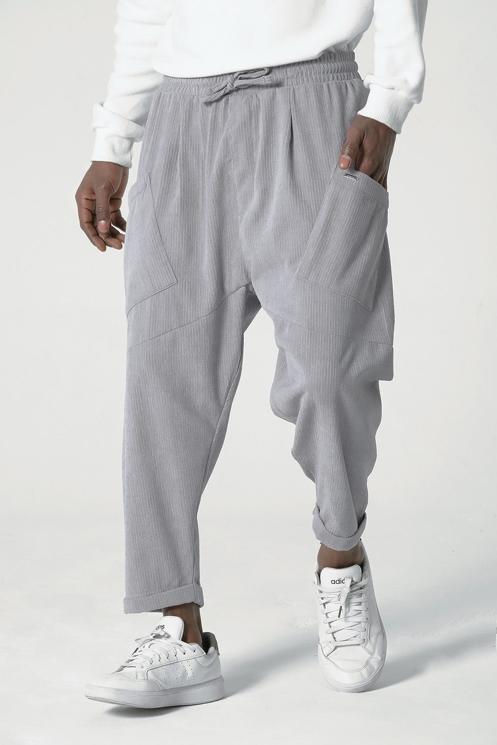 QL Sarouel Design Kadife in Light Grey