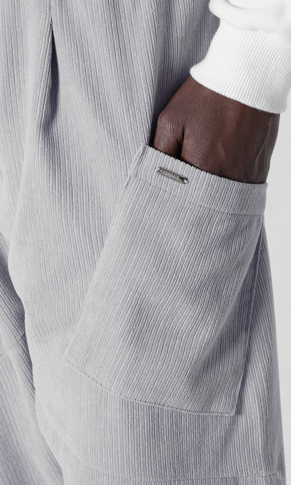 QL Sarouel Design Kadife in Light Grey