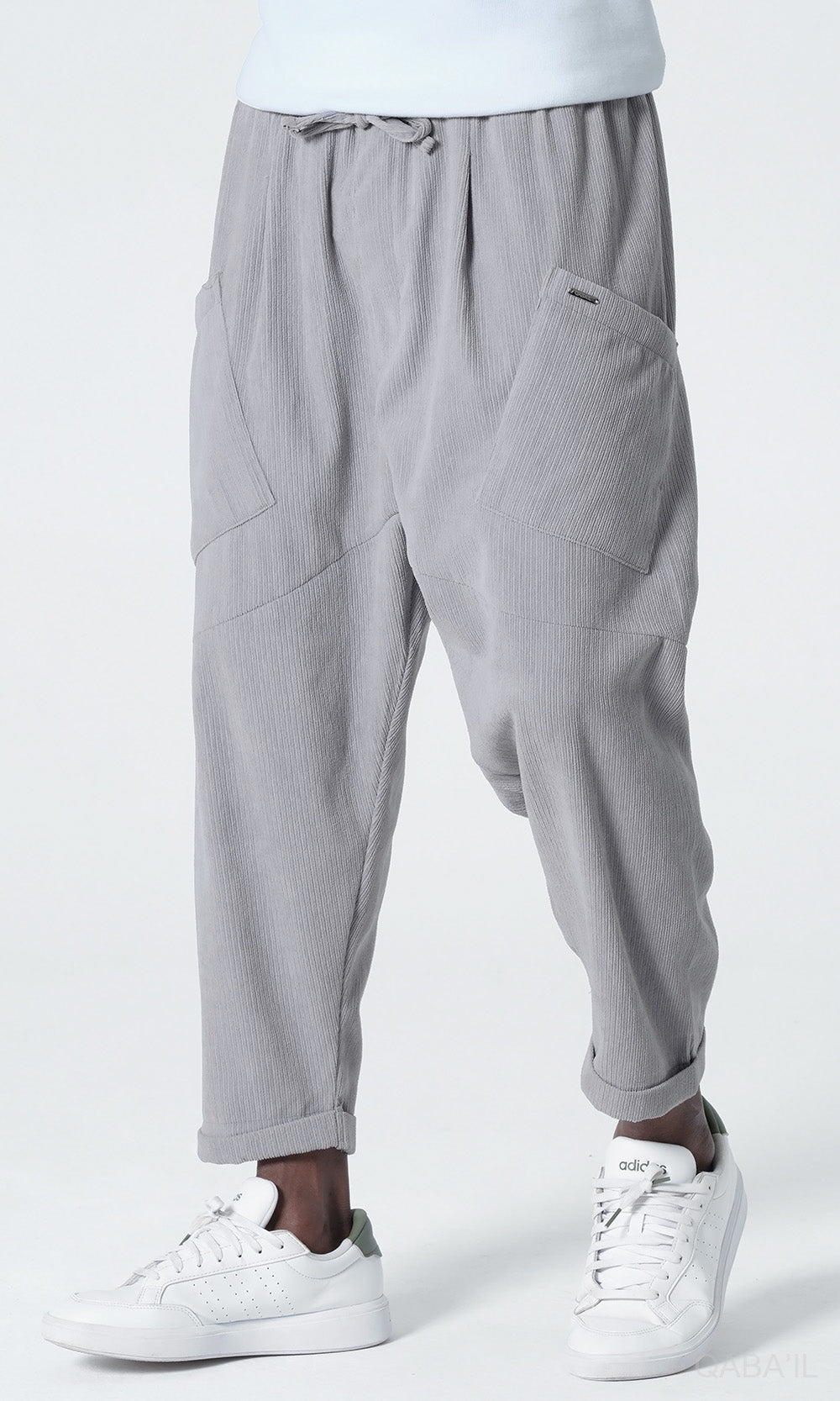 QL Sarouel Design Kadife in Light Grey