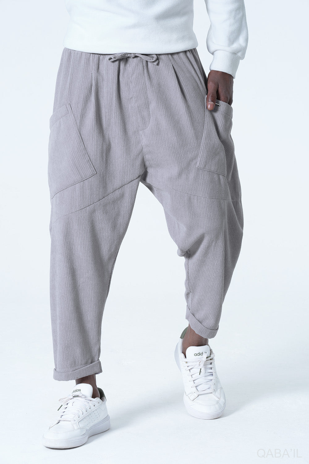 QL Sarouel Design Kadife in Light Grey