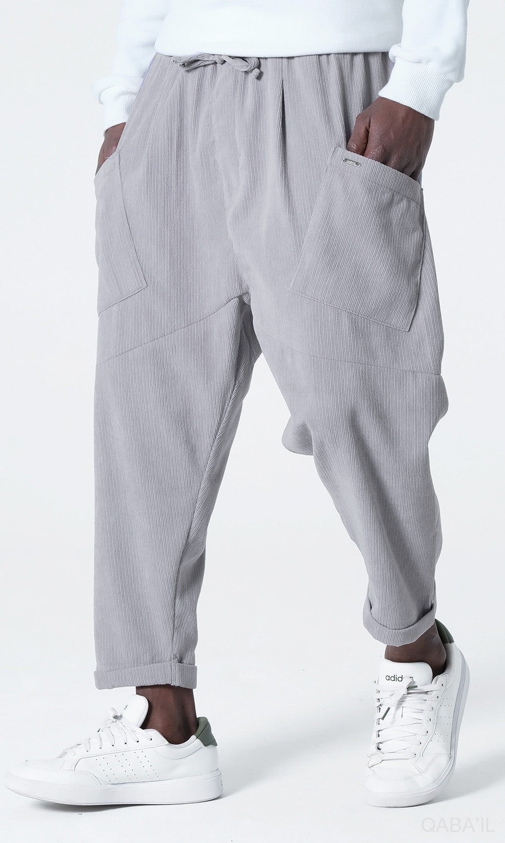 QL Sarouel Design Kadife in Light Grey