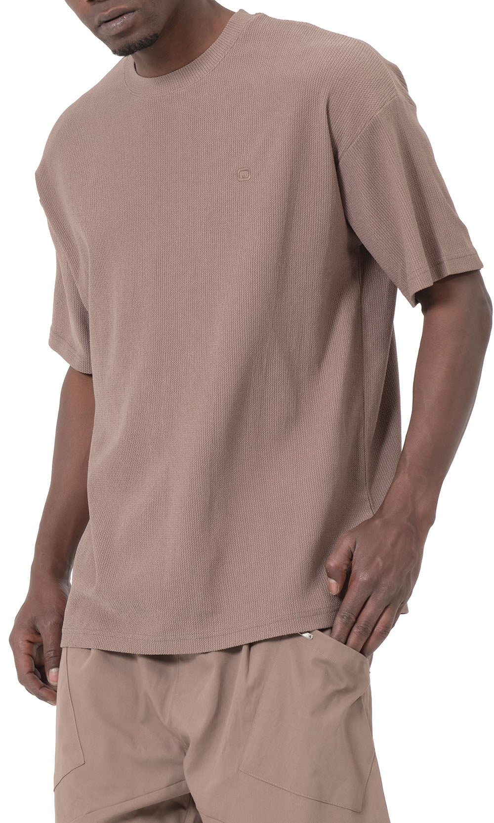 QTT3001 T-Shirt Oversized Waffle in Taupe