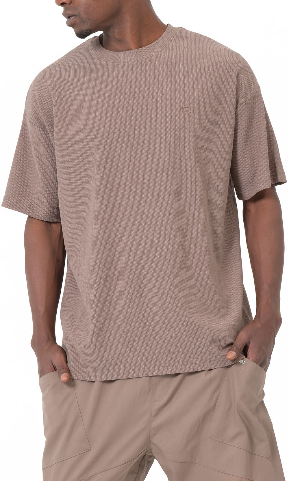 QTT3001 T-Shirt Oversized Waffle in Taupe