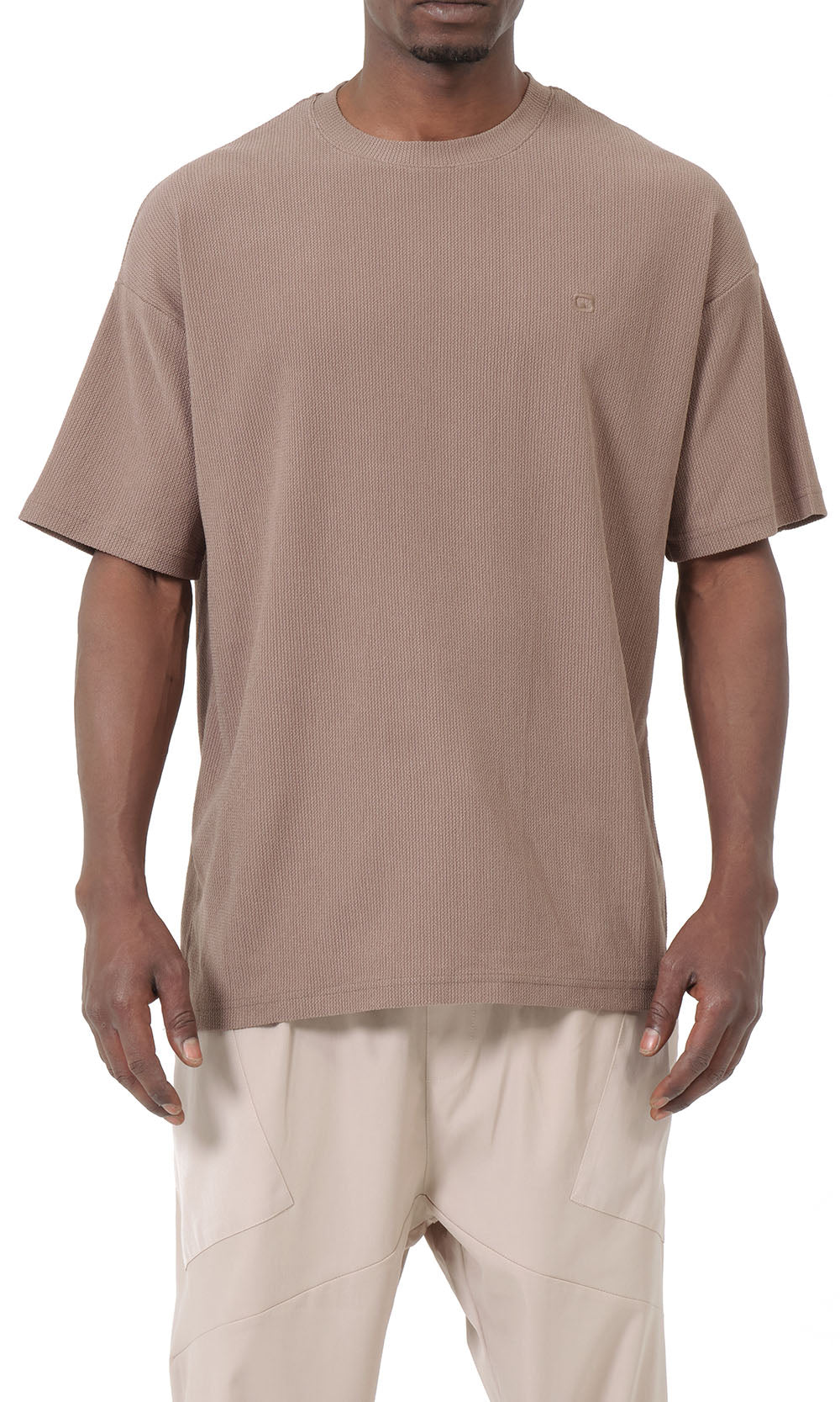 QTT3001 T-Shirt Oversized Waffle in Taupe