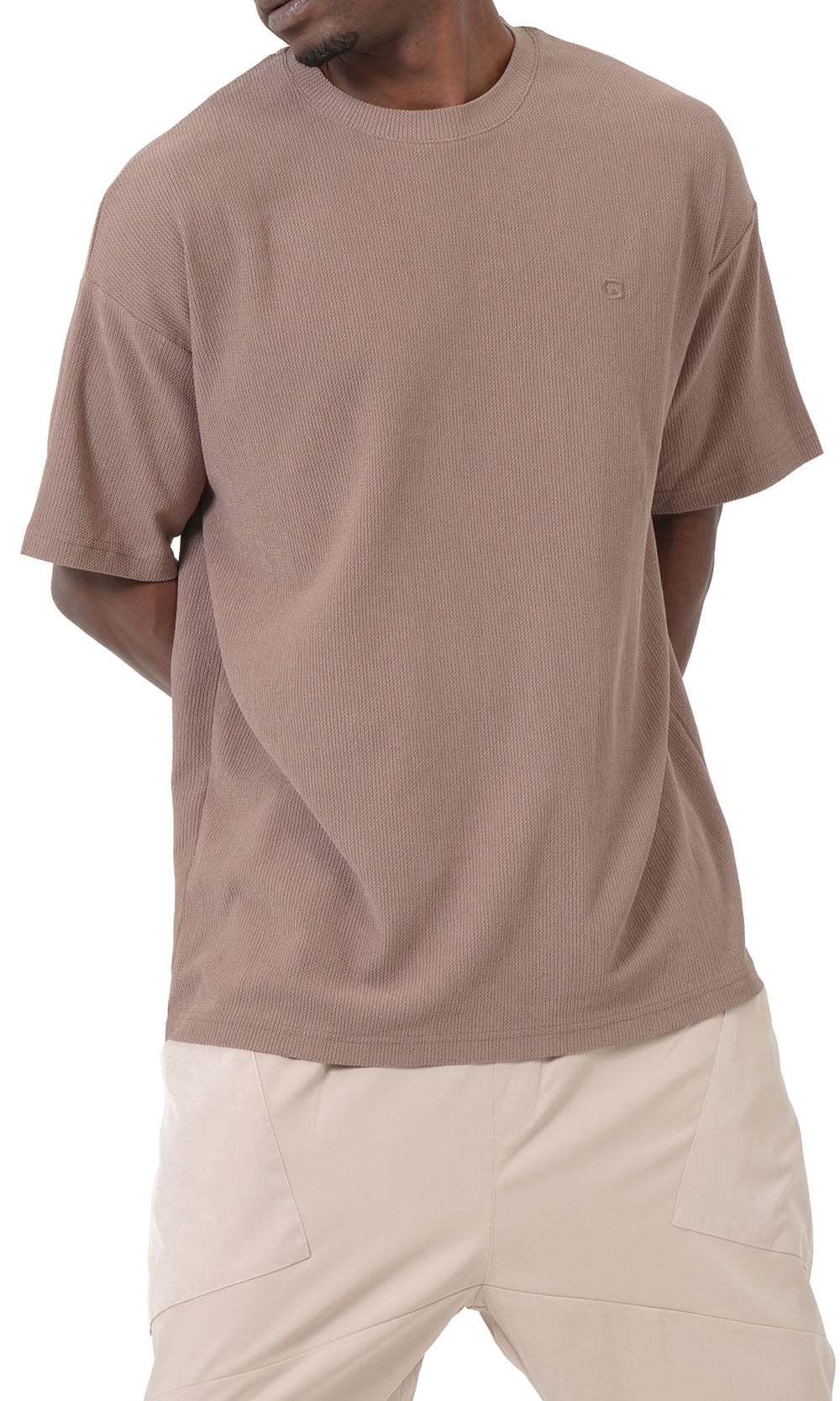 QTT3001 T-Shirt Oversized Waffle in Taupe