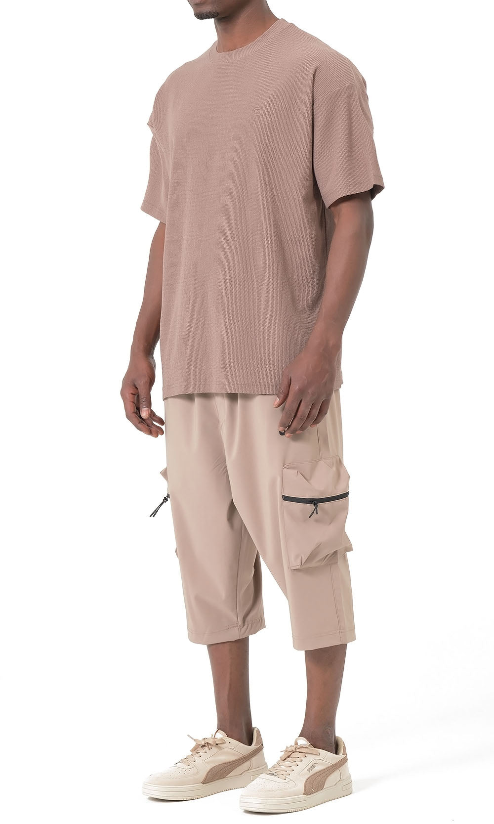 QTT3001 T-Shirt Oversized Waffle in Taupe