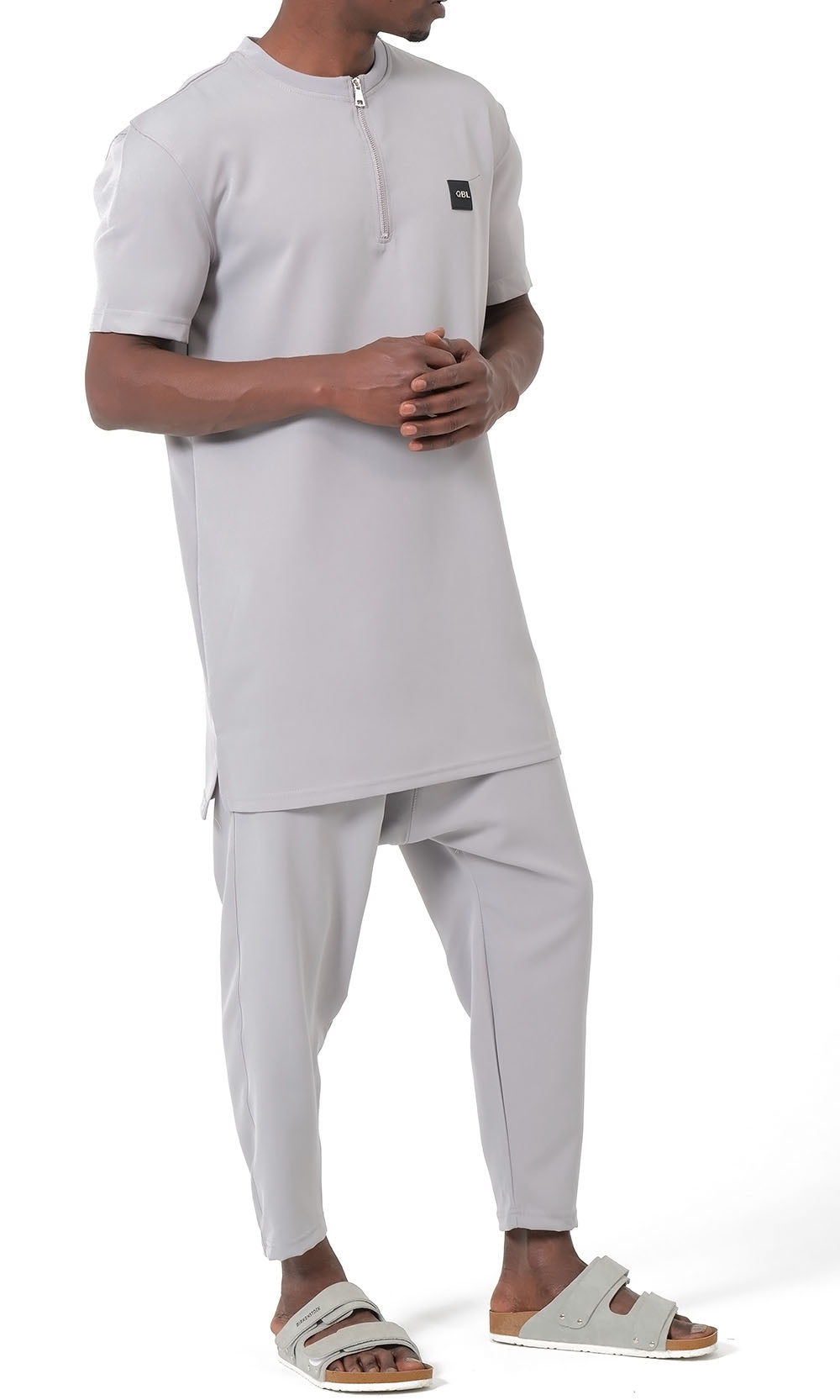 QTE2001 Short Qamis Set Silent in Light Grey