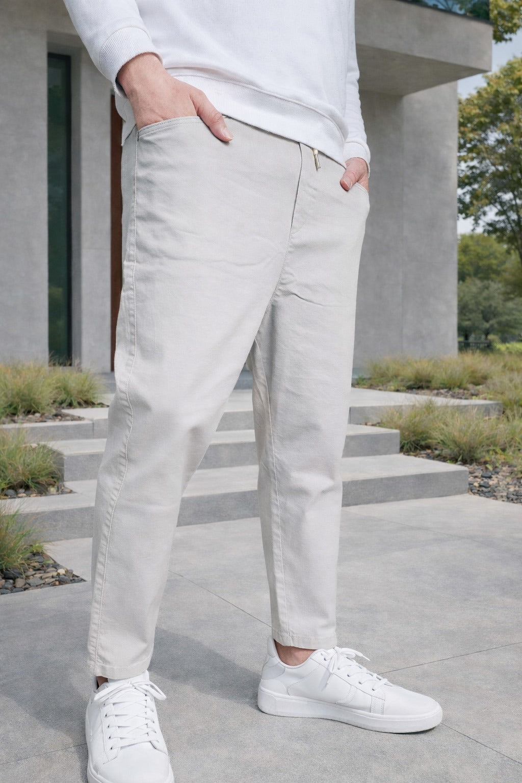 QL Sar. Jeans Stretch Regular Drop in lichtgrijs